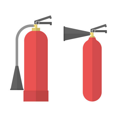 Fire Extinguisher icons. Extinguishers in flat style. Vector illustrationのイラスト素材