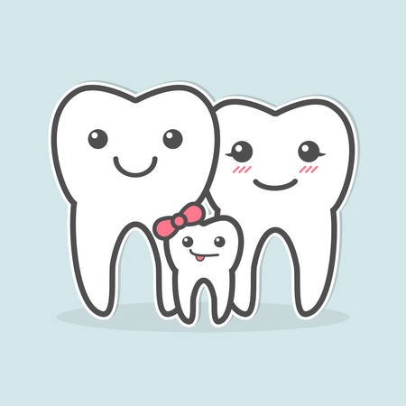 Healthy teeth family. Father mother daughter. Dental vector illustrationのイラスト素材