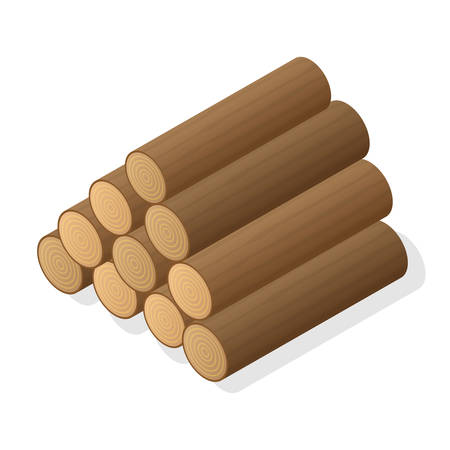 Stack of firewood. Logs of wood. Isometric vector illustration.のイラスト素材