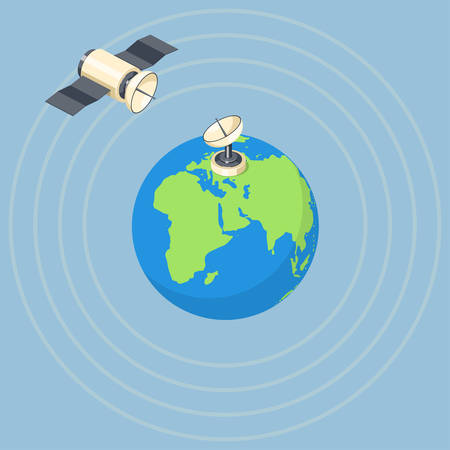 Orbit and dish satellite on earth planet.のイラスト素材