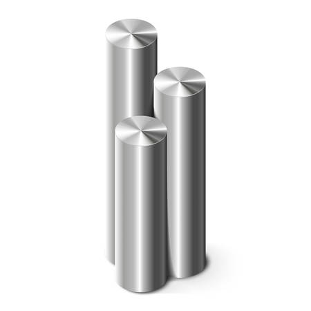 3D metal cylinders on white background. Vector illustrationのイラスト素材
