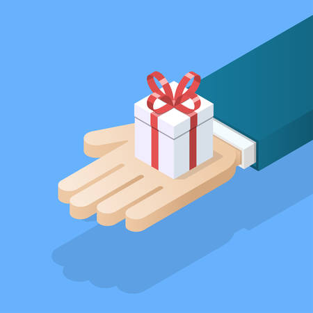 Hand holding gift box.のイラスト素材
