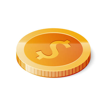 Gold dollar coin icon isolated on white background. Isometric vector illustrationのイラスト素材