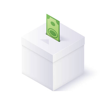 Donation box isolated on white background. Isometric vector illustrationのイラスト素材