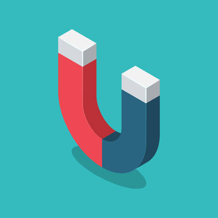 Magnet on Blue Background. Isometric Vector Illustrationのイラスト素材