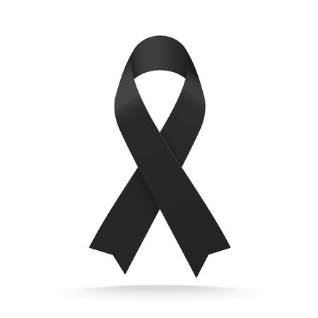 Black mourning ribbon isolated on white background. Vector illustration.のイラスト素材