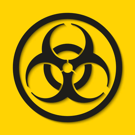 Biohazard dangerous sign isolated on yellow background. Vector illustrationのイラスト素材