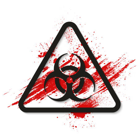 Biohazard dangerous sign on bloody background. Vector illustrationのイラスト素材