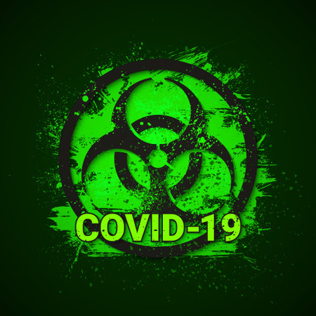 COVID-19 Biohazard Sign. 2019-nCoV Corona Virus Danger Background. Vector Illustrationのイラスト素材
