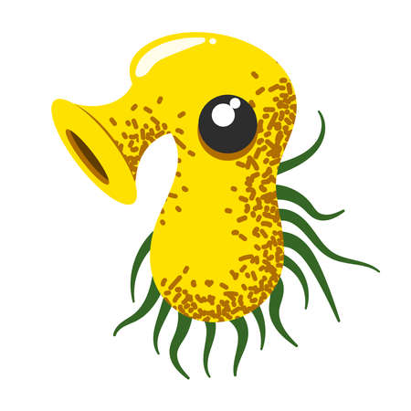 Funny and cute virus, bacteria, germ cartoon character. Microbe and pathogen microorganism isolated on white background.のイラスト素材