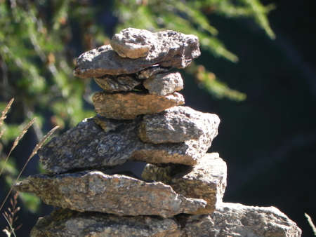 Stone Art close to hiking trail in Europeの写真素材
