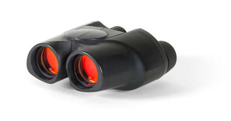 Compact binoculars with red lenses - with clipping pathの写真素材