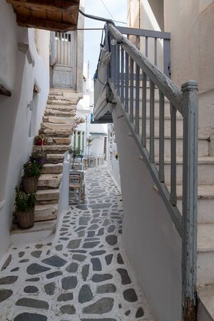 Traditional architecture in the old street of Naxos, Cyclades archipelago, Greece - Imageの写真素材