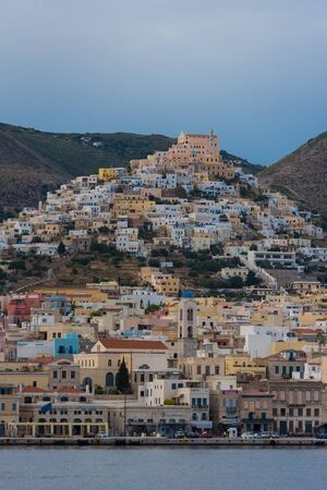 Powerful color of Ermopoli, Syros island, Cyclades archipelago, Greece - Imageの写真素材