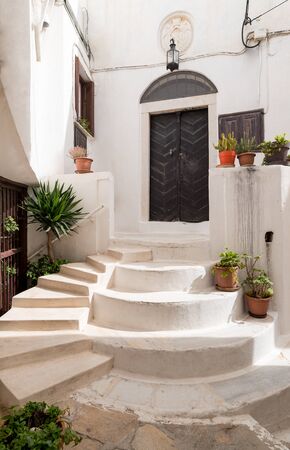 View of traditional street at Naxos island, Cyclades archipelago, Greece - Imageの写真素材