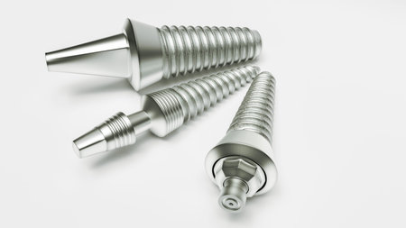 Three different tooth implants- 3D Rendering