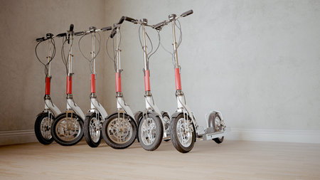 E-Scooter in the apartment on electric mobility in the city - 3D rendering