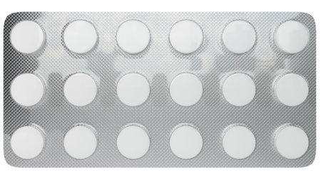 White tablets in a blister - presentation of medicines - 3D Rendering