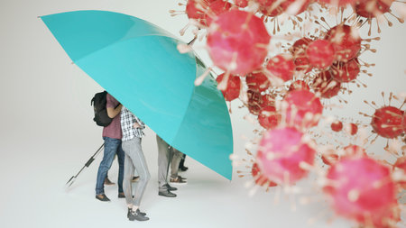 people protect themselves from coronaviruses - 3D illustration