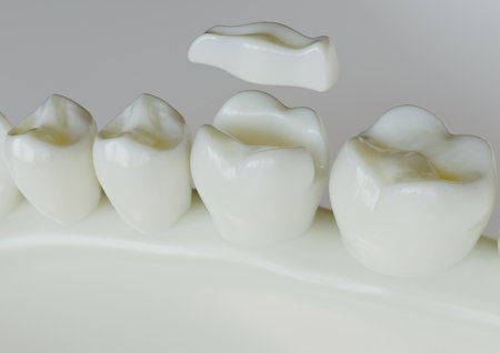 Ceramic Inlay crown over a tooth- 3D Renderingの写真素材