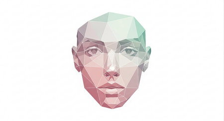 Low polygon style portrait of a man. Polygonal face.の素材
