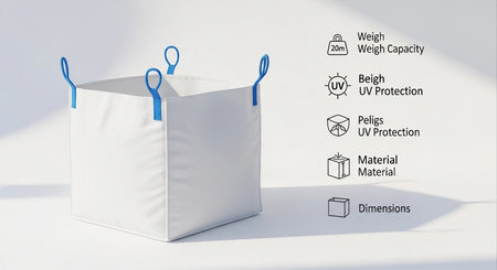 3d rendering of a white paper bag with a set of iconsの素材