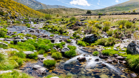 waterfall on the mountain of the Iberian Peninsulaの写真素材