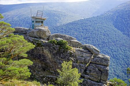 lookout post on the mountainの写真素材