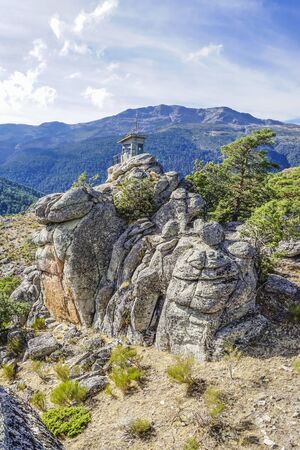 lookout post on the mountainの写真素材