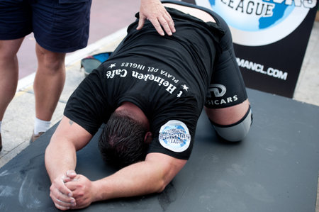 CANARY ISLANDSâ€“SEPTEMBER 03:Arno Hams from Holland got injured during Strongman Champions...