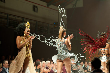 CANARY ISLANDS - 28 OCTOBER: Model on the catwalk wearing carnival costume from designer Julio...