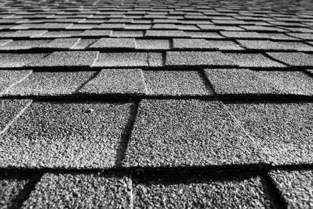 close up of roof shingles black and whiteの写真素材