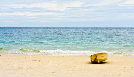 Rowboat on beachの写真素材