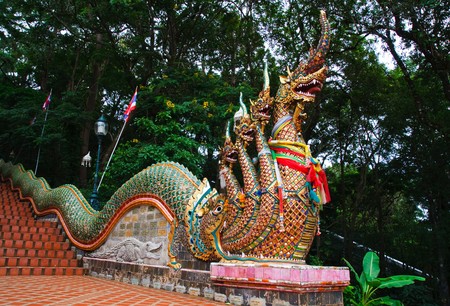 Naga head of Nagas stairsの写真素材
