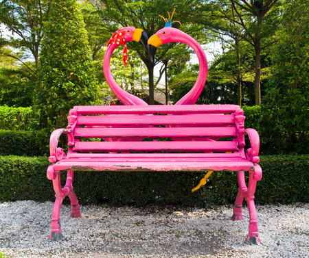 Pink keart benchの写真素材