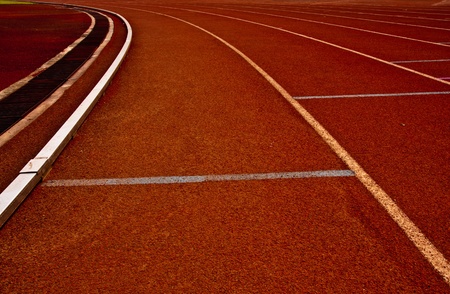 Curve left comprtition or race track with white lineの写真素材