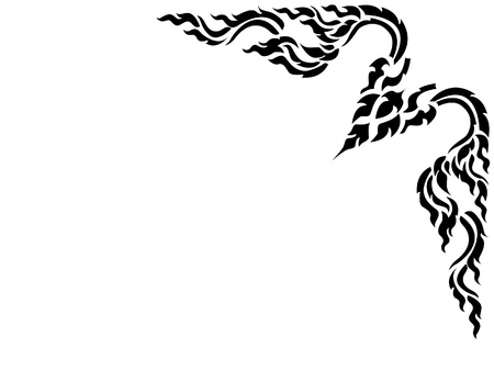 Thai style pattern corner frame illustration in black colorのイラスト素材