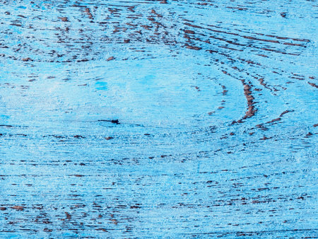 Old blue painted timber wood board surface texture backgroundの写真素材