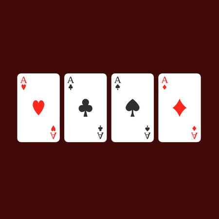 Four aces playing cards, four of a kind, poker winning combination.のイラスト素材