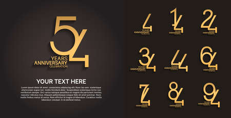set anniversary logotype premium collection golden color line style isolated on black backgroundのイラスト素材