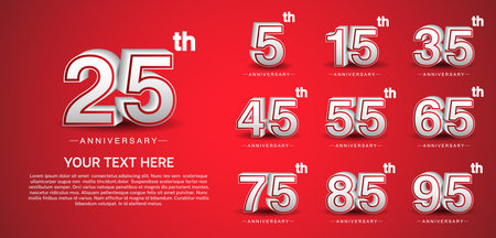 set anniversary logotype premium collection white color isolated on red backgroundのイラスト素材