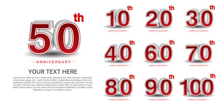 set anniversary logotype premium collection red color isolated on white backgroundのイラスト素材