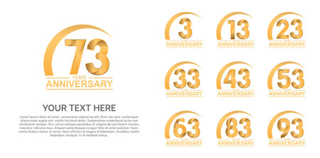 set anniversary logotype premium collection gold color with swoosh on white backgroundのイラスト素材