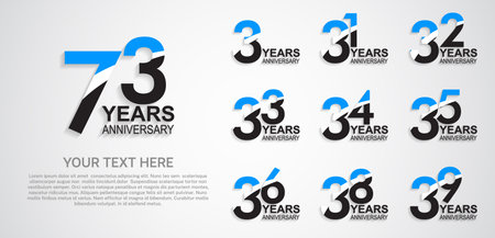 set anniversary logotype premium collection blue black color with swoosh on white backgroundのイラスト素材