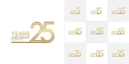set of anniversary premium collection golden color can be use for celebration event