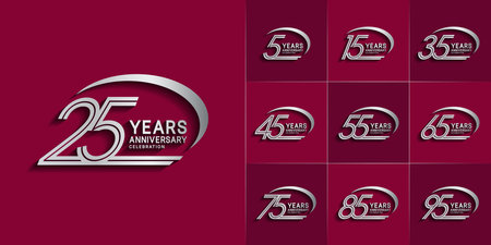 set of anniversary premium collection silver color can be use for celebration event