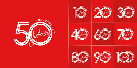 set of anniversary premium collection white color can be use for celebration eventのイラスト素材