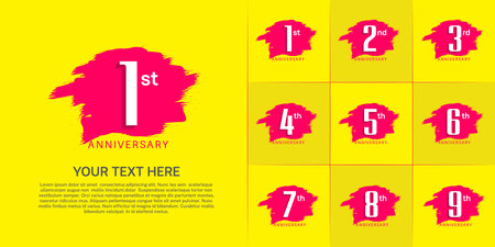 set of anniversary white color with pink brush for celebration momentのイラスト素材