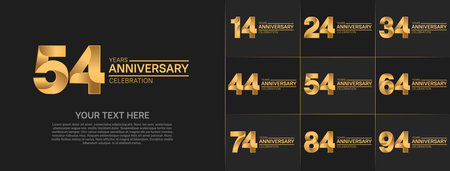 set of anniversary golden color number can be use for celebration eventのイラスト素材