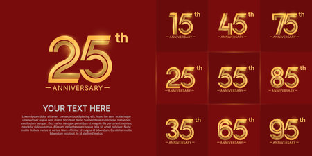 set of anniversary premium golden color can be use for celebration eventのイラスト素材
